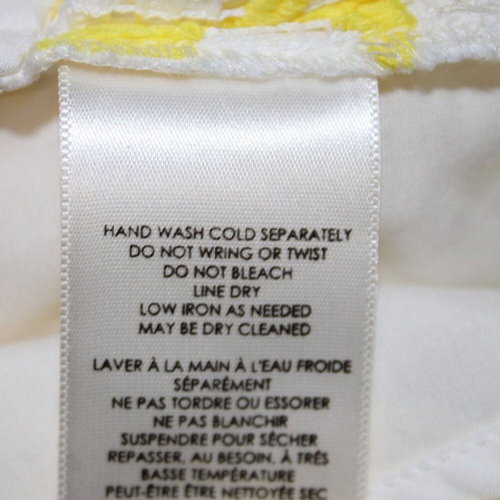 Maeve Dress $170 Sz 10 Yellow White Lined Embroidered V Neck Poly Viscose - Picture 14 of 16